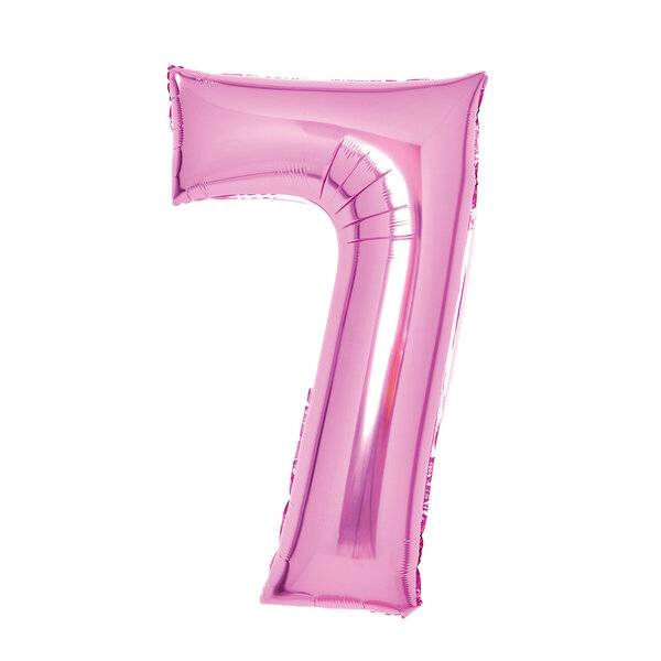 Folienballon XL Zahl 7 - 63 cm pink.