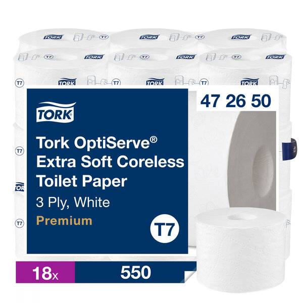 Toilettenpapier 3-lagig 18 Rollen weiß Sys. T7 Premium.