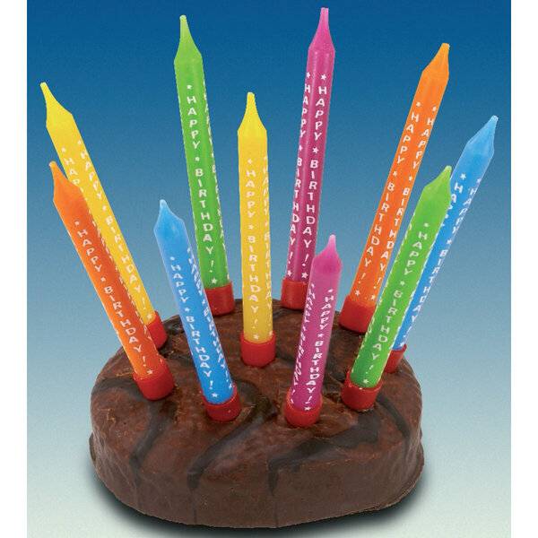 Geburtstagskerzen Happy Birthday - 6,3 cm 10 Stück sortiert.