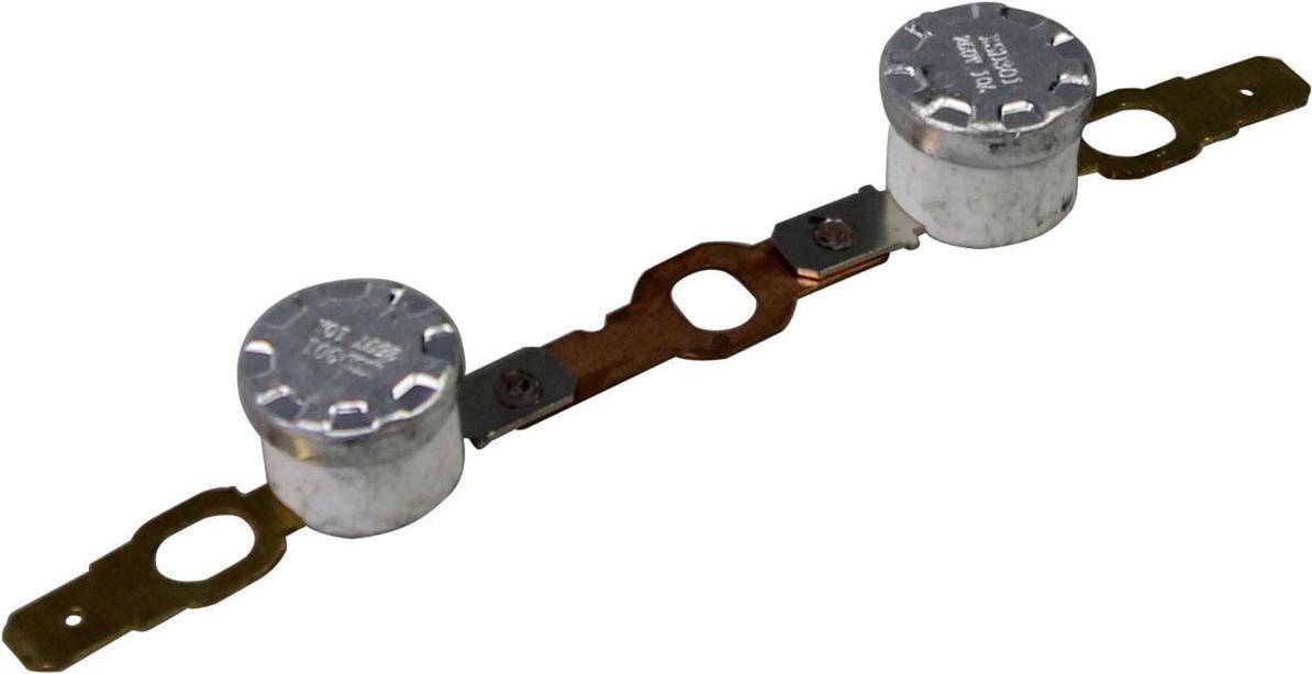 Ein Autosicherungselement mit zwei zylindrischen Metallkappen, die durch einen flachen Metallstreifen verbunden sind.