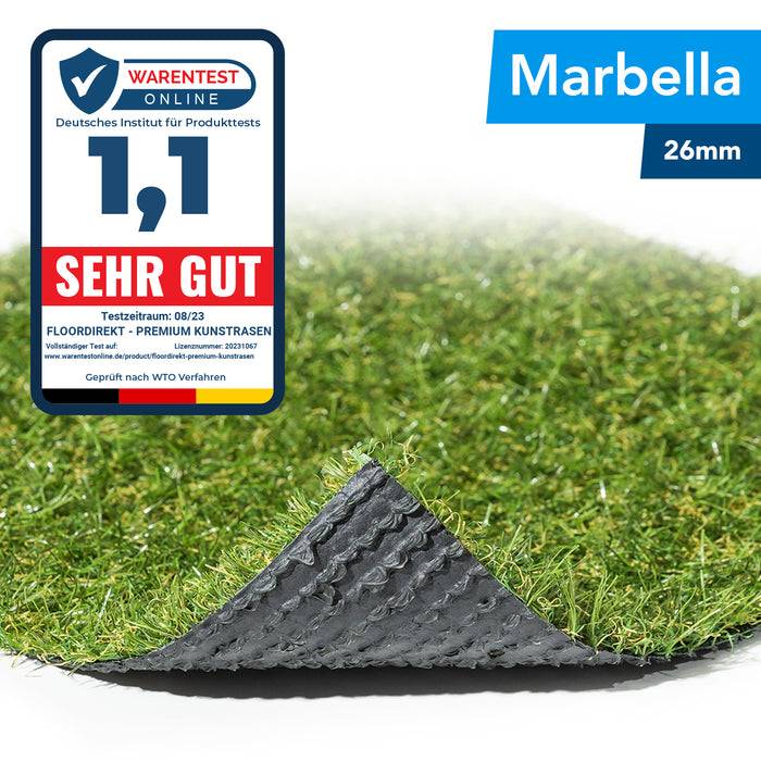 FLOORDIREKT Kunstrasen Marbella - Robust & UV-stabil - In verschiedenen Größen erhältlich - Frei von Blei & Kalium - 200 × 260 cm - 26 mm