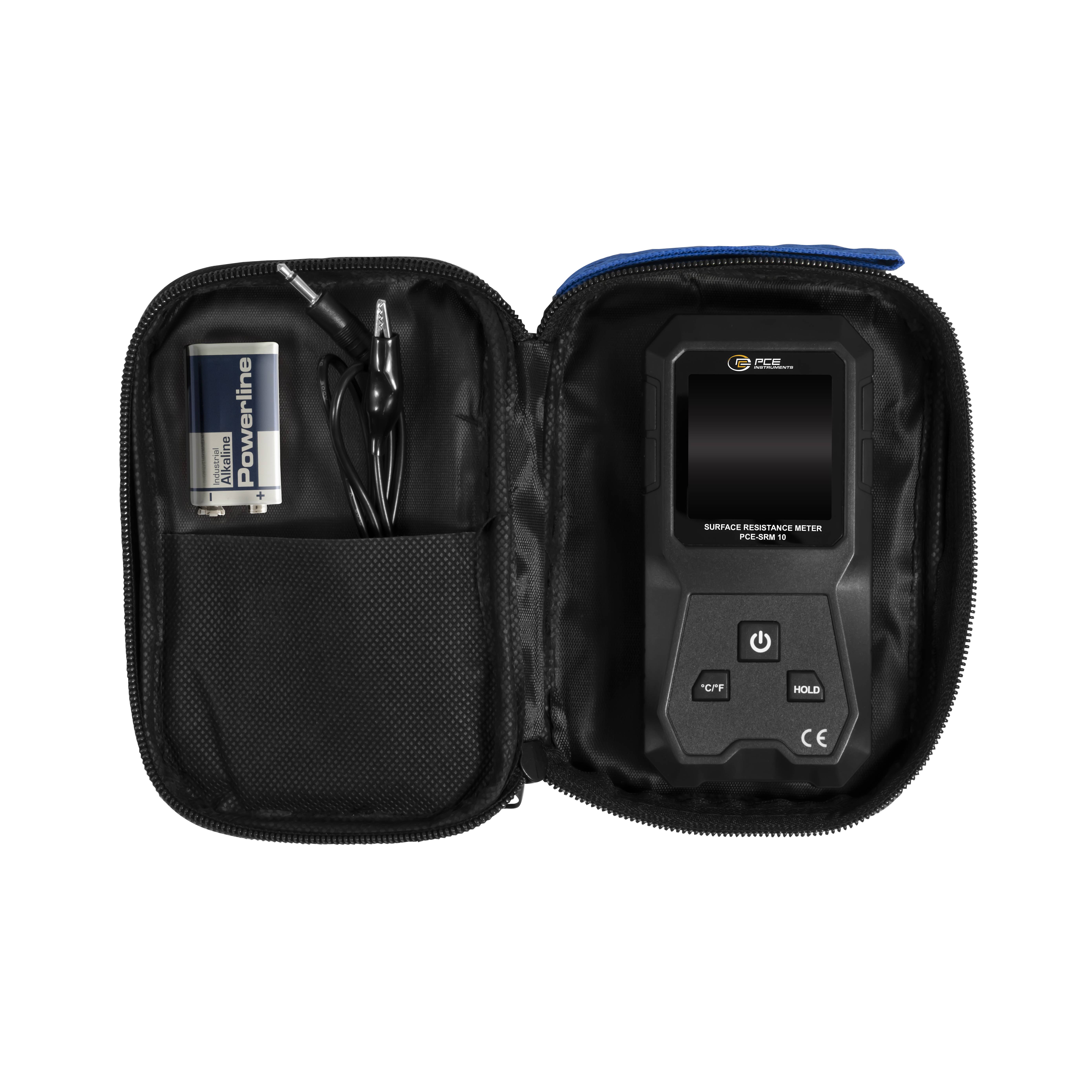 Ein schwarzes Hochfrequenzmessgerät mit digitaler Anzeige, Tasten mit den Beschriftungen „Power