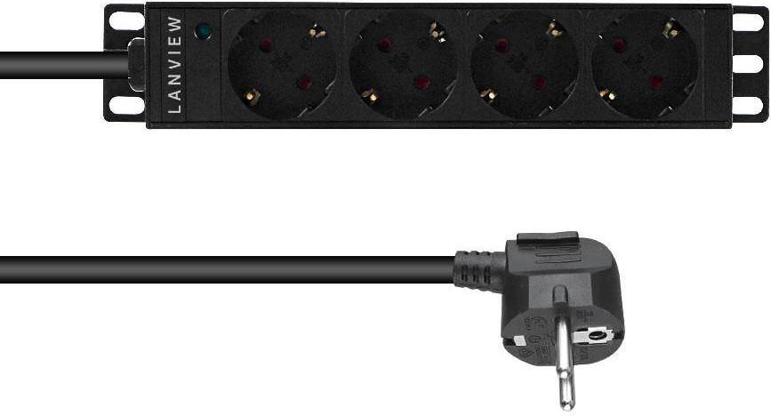 LANVIEW - 10´´ 4-way Schuko outlets with 2-meter 3G1.5mm2 cable