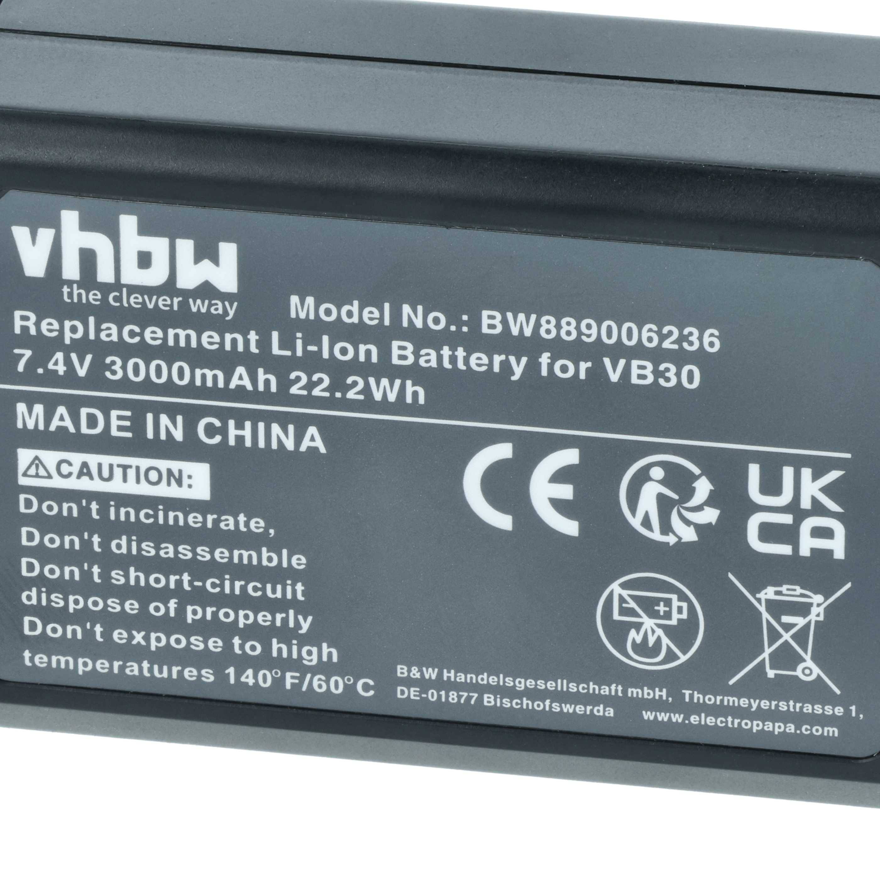 vhbw Akku kompatibel mit Godox V1, Ring 72, V1 Pro, AD100 Pro, MF-R76, V100 Blitzgerät, Kamera-Blitz (3000 mAh, 7,4 V, Li-Ion)