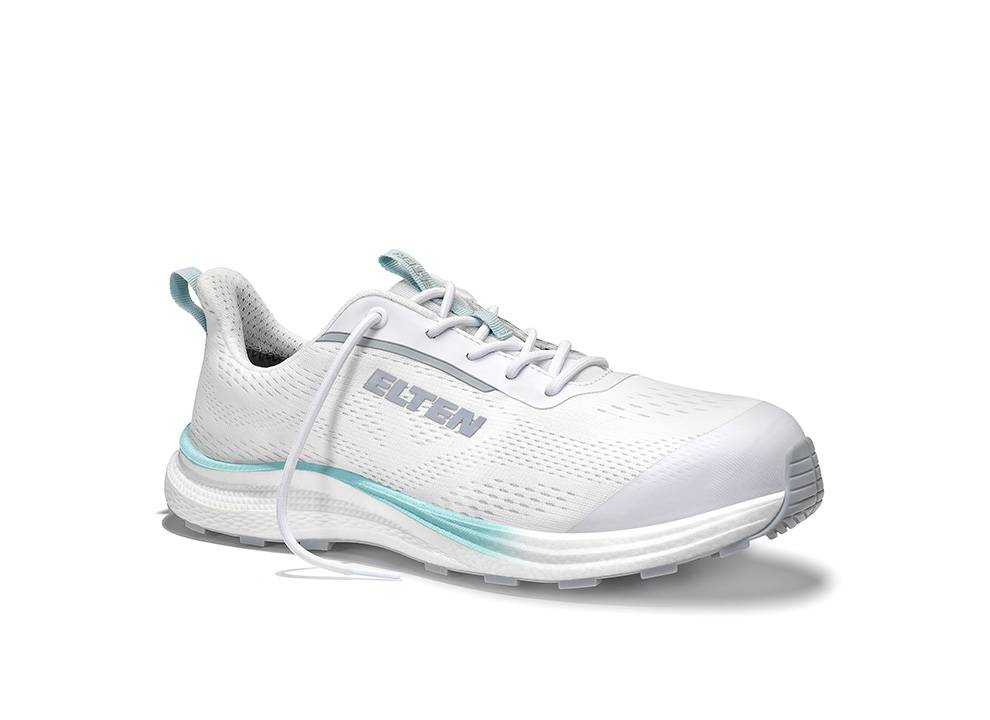 Weißer Sneaker mit blauen Akzenten, Marke „Elten