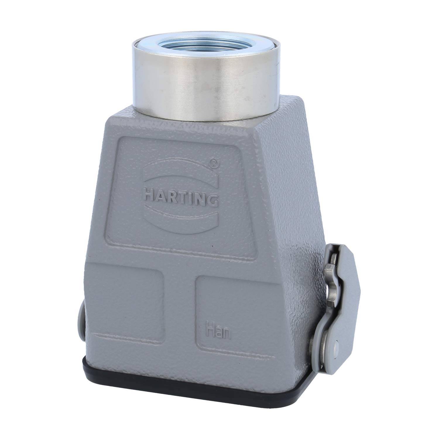 HARTING Han 6B Kupplungsgehäuse hoch, 1xM25 gerader Kabelabgang, mit 1 Längsbügel Verschraubung M25 Klemmbereich 9,0mm