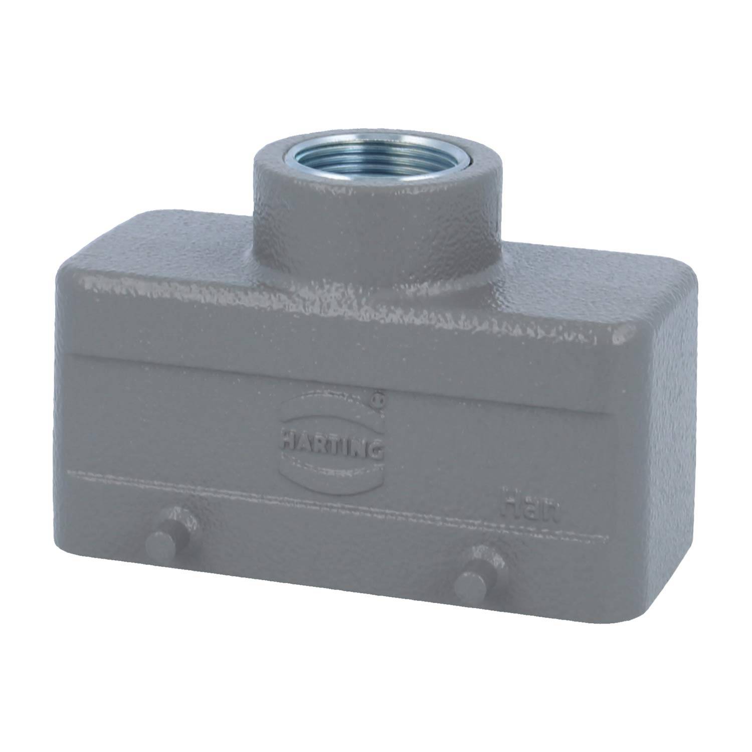 HARTING Han 16B Tüllengehäuse niedrig, 1xM25 gerader Kabelabgang, für 2 Bügel (am Unterteil) Verschraubung M25