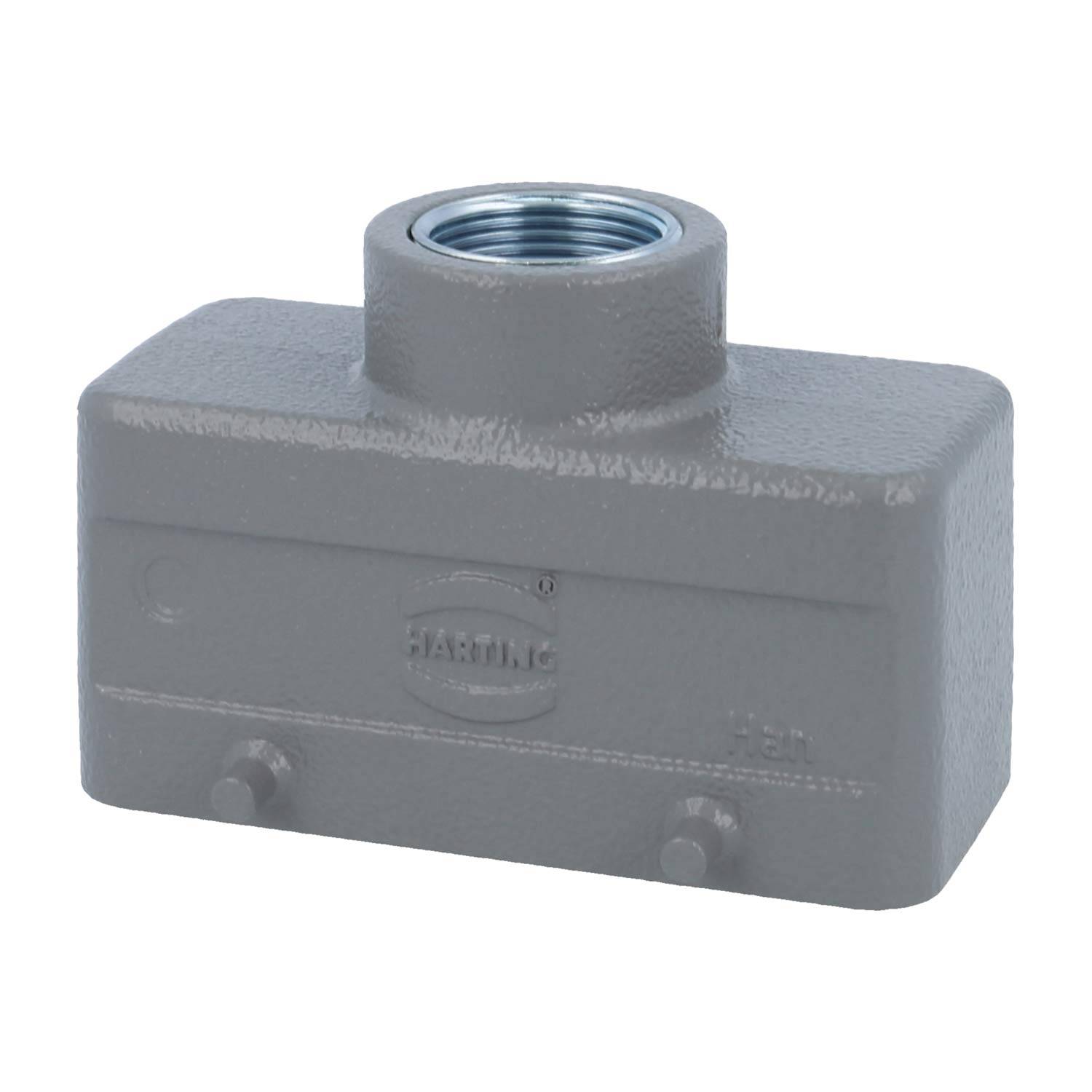 HARTING Han 16B Tüllengehäuse niedrig, 1xM25 gerader Kabelabgang, für 2 Bügel (am Unterteil) Verschraubung M25
