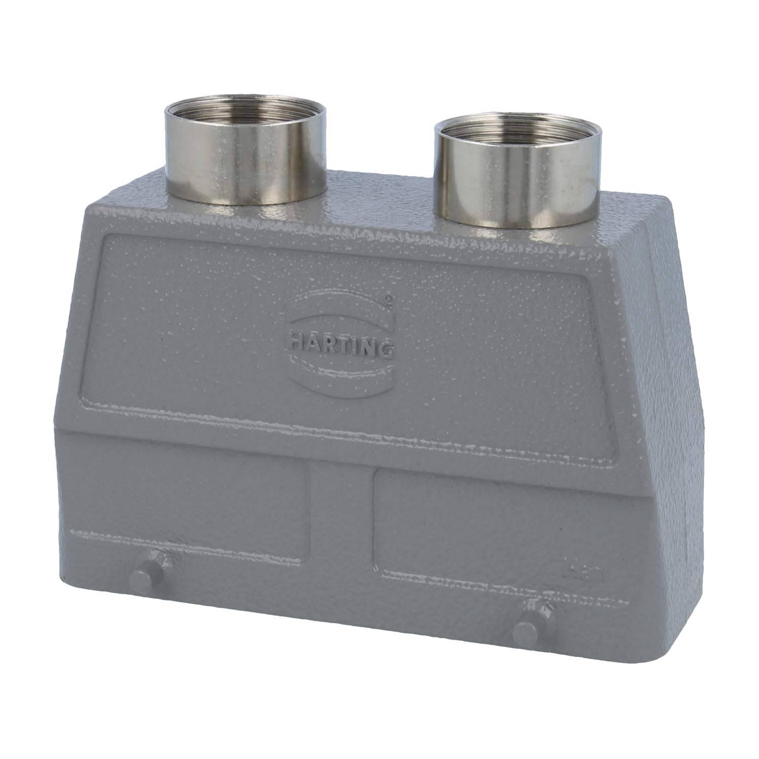 HARTING Han 24B Tüllengehäuse hoch, 2xPG21 gerader Kabelabgang, für 2 Bügel (am Unterteil) Verschraubung PG21