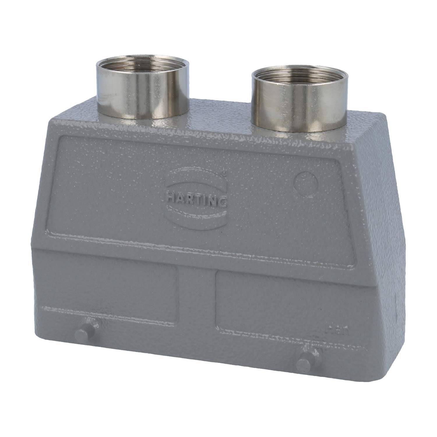HARTING Han 24B Tüllengehäuse hoch, 2xPG21 gerader Kabelabgang, für 2 Bügel (am Unterteil) Verschraubung PG21