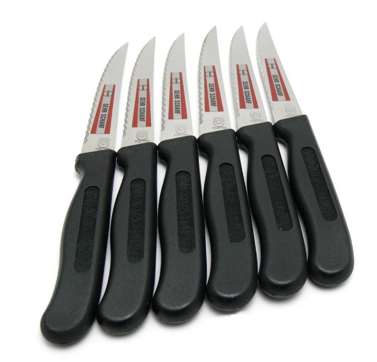 RÖR Solingen | Steakmesser Set | 6-teilig | geschmiedete Klinge für präzisen Schnitt | ergonomisch geformter Griff | ideal für stilvolles Speisen