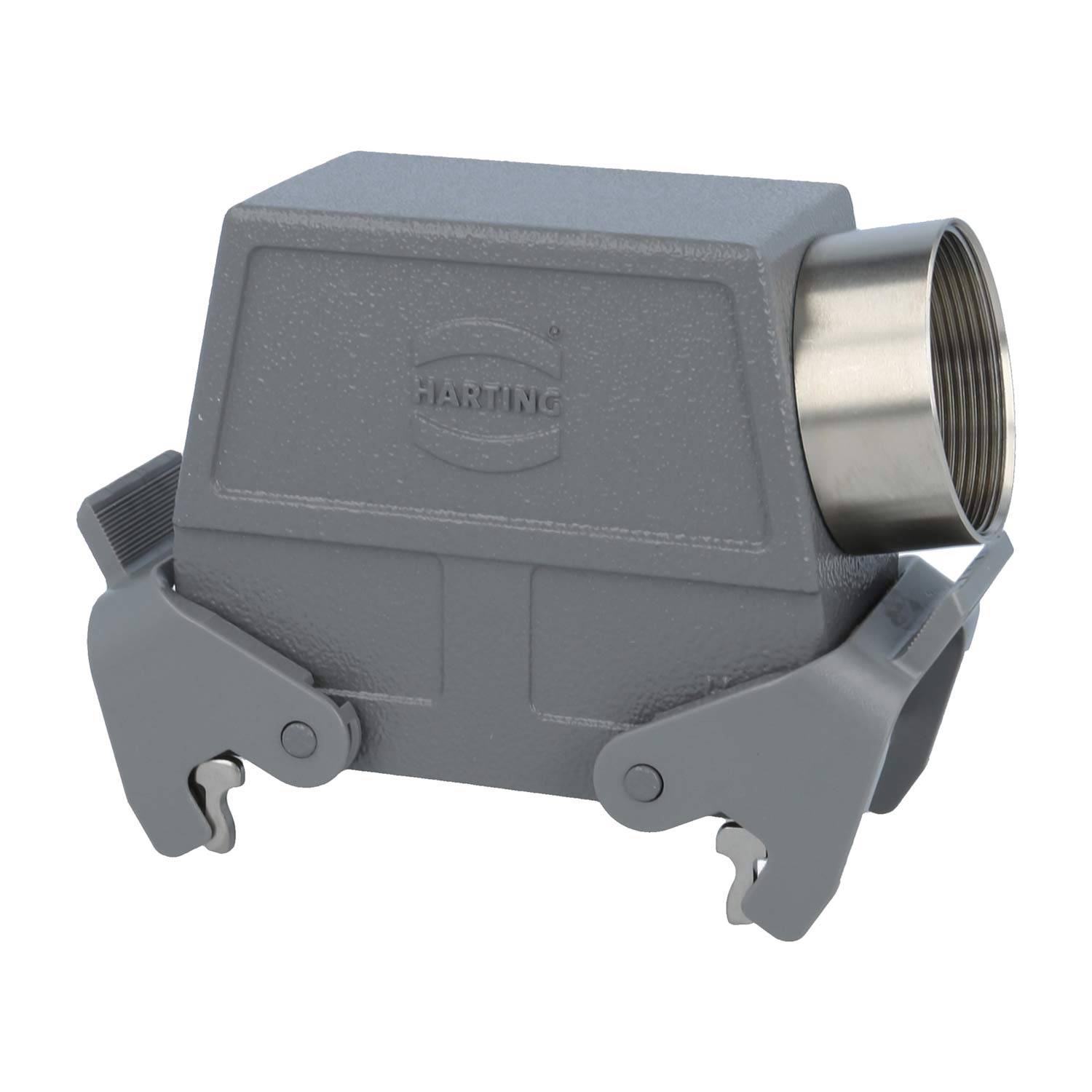 HARTING Han 16B Tüllengehäuse hoch, 1xM40 seitlicher Kabelabgang, mit 2 Querbügeln Verschraubung M40 Klemmbereich