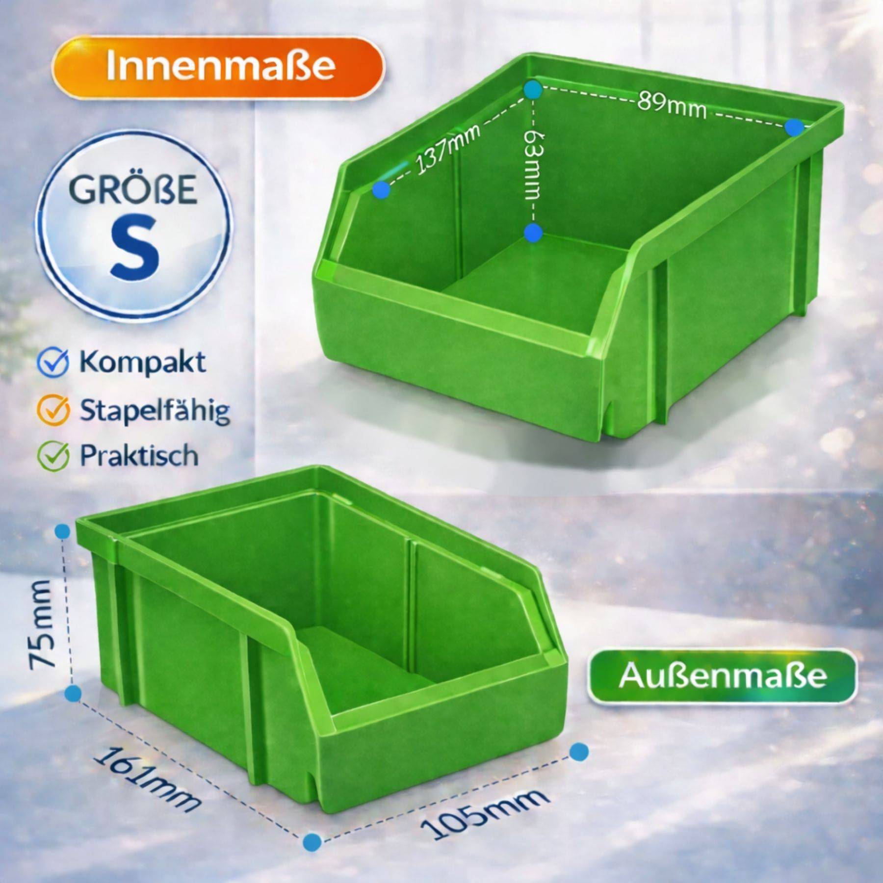 Grüne Aufbewahrungsbox „Größe S