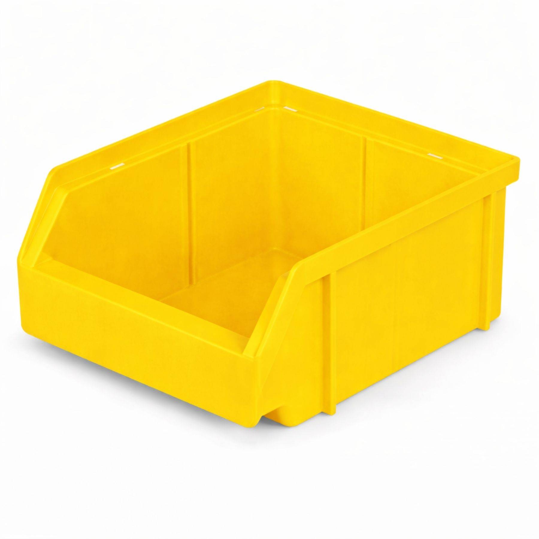 Gelber Lagerbehälter mit offener Vorderseite