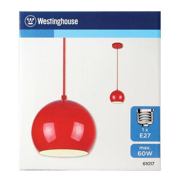 Verpackung einer roten Hängeleuchte der Marke „Westinghouse