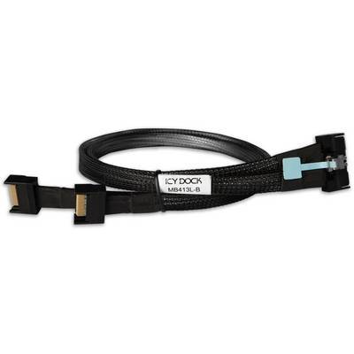 Schwarzes vereistes Dock-Kabel mit Anschlüssen, Modell MB431L-B, in einer Schleife aufgerollt.