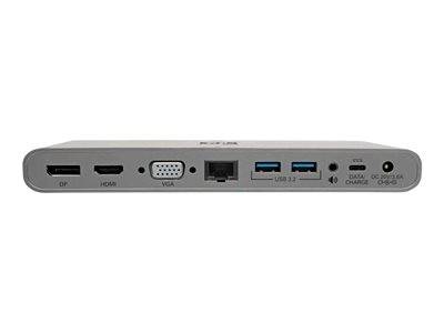 Dockingstation-Anschlüsse: DP, HDMI, VGA, Ethernet, USB 3.2, Audio, Gleichstromversorgung.