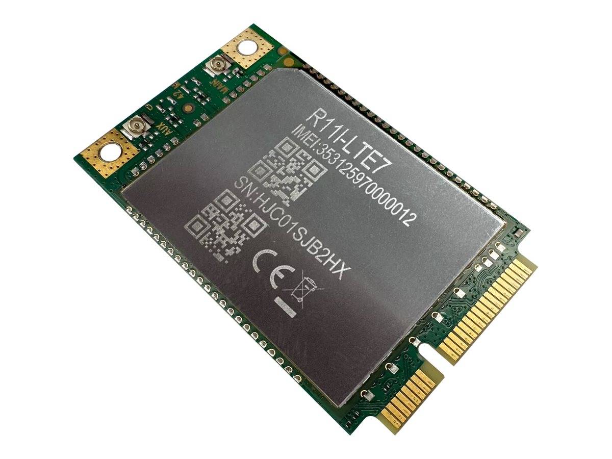 Kleines M.2-Solid-State-Drive-Modul mit schwarzem Etikett und vergoldetem Steckerrand, gekennzeichnet mit „R11 LTE