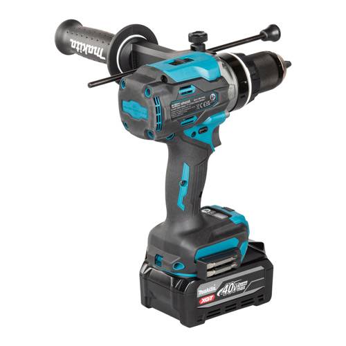 Ein kabelloses Elektrobohrbrett mit schwarzem und blaugrünem Design, mit ergonomischem Griff, Akku und verstellbarem Bohrfutter.