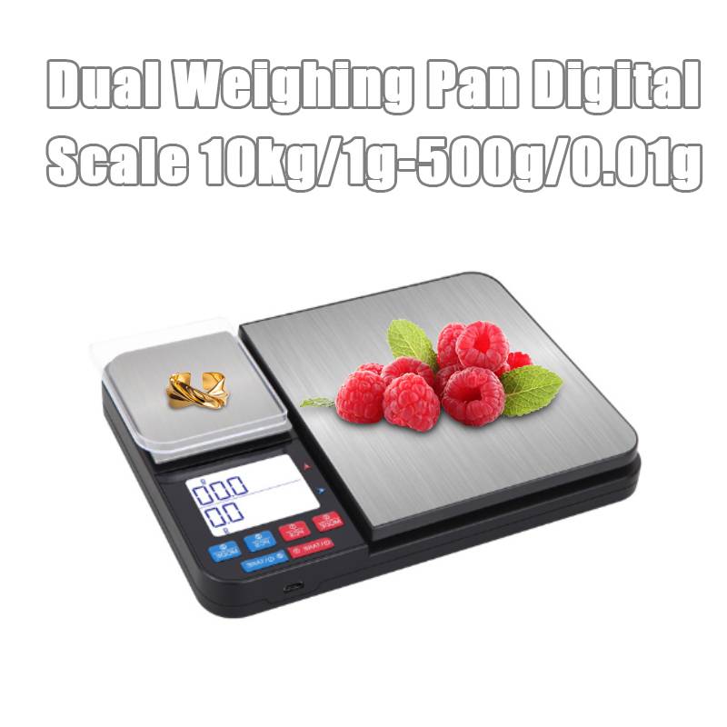 Digitale Küchenwaage mit Doppelwiegeplatten 10 kg/1g und 500g/0,01g