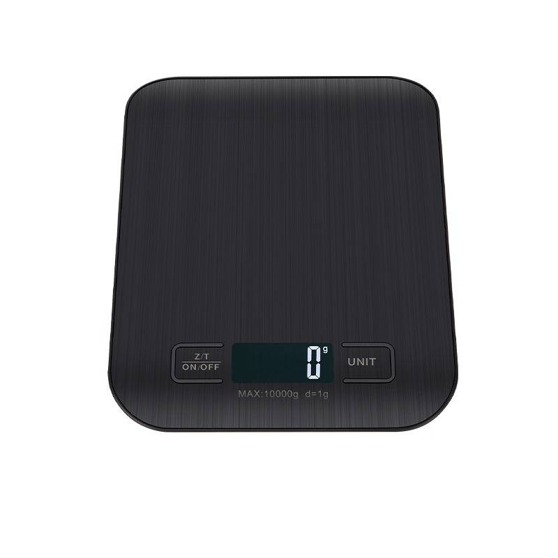 Eine digitale Küchenwaage zeigt auf dem Bildschirm 