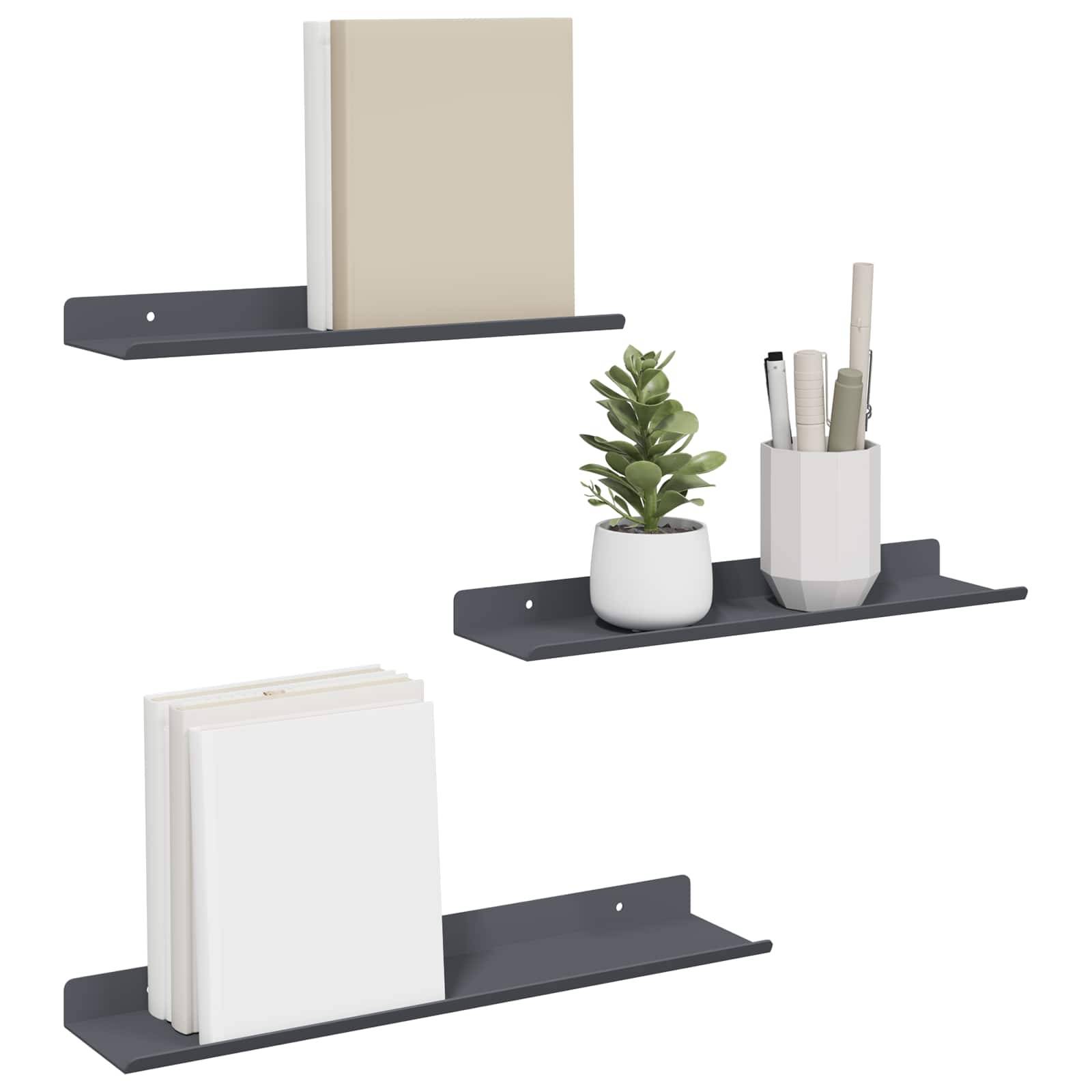 vidaXL Schwebendes Regal 3 pcs Anthrazit 40 x 9 x 2,5 cm Stahl