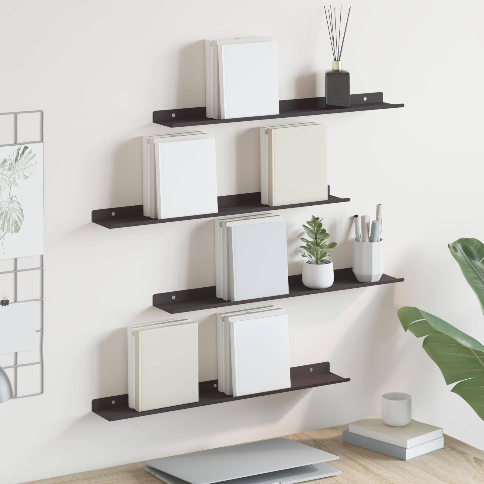 vidaXL Schwebendes Regal 4 pcs Schwarz 60 x 8,5 x 2,5 cm Stahl