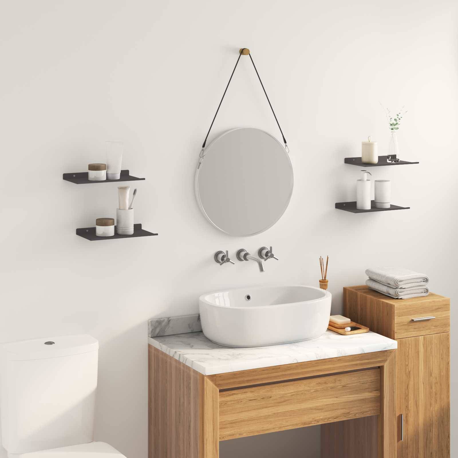 vidaXL Schwebendes Regal 4 pcs Schwarz 30 x 18 x 2,5 cm Stahl