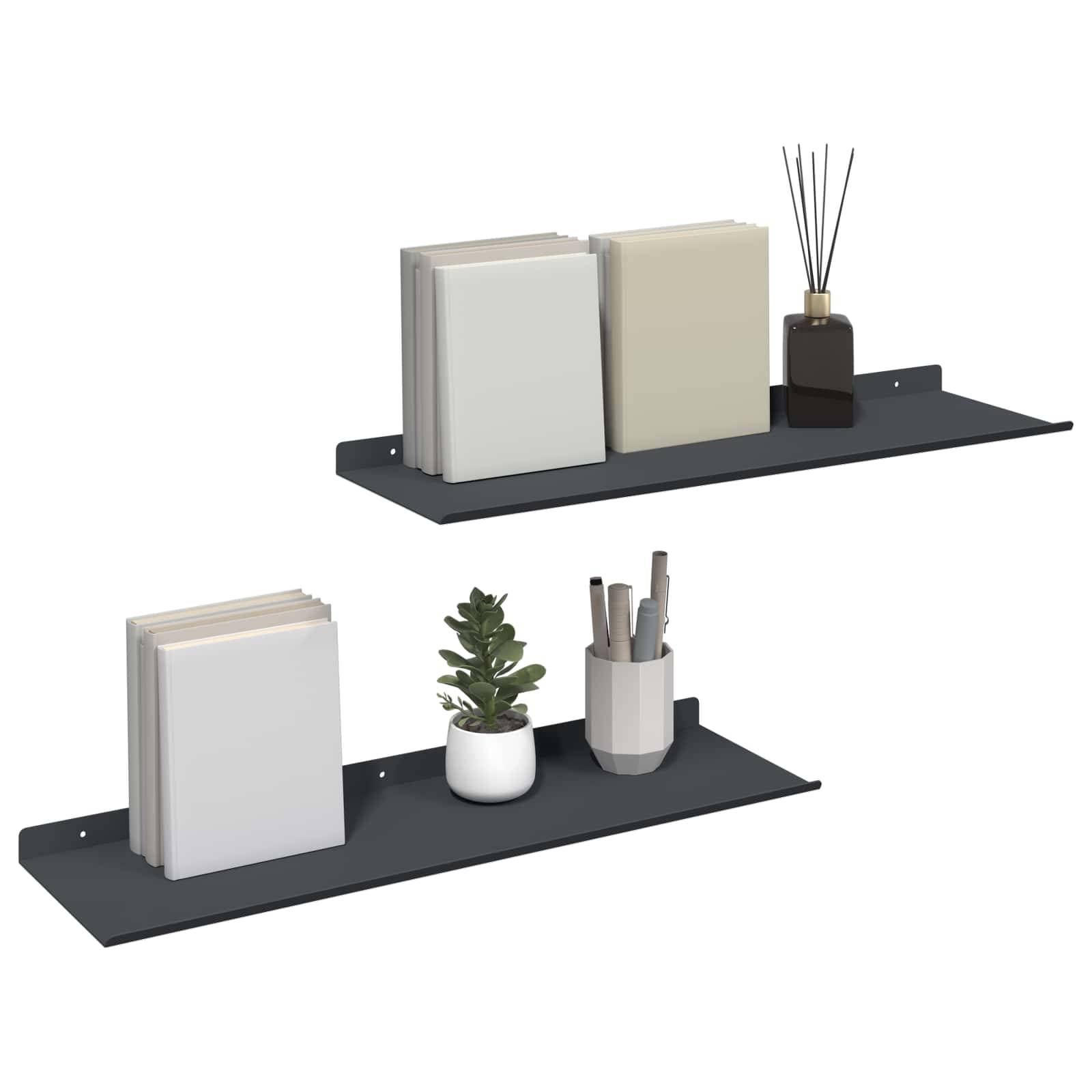 vidaXL Schwebendes Regal 2 pcs Anthrazit 60 x 18 x 2,5 cm Stahl