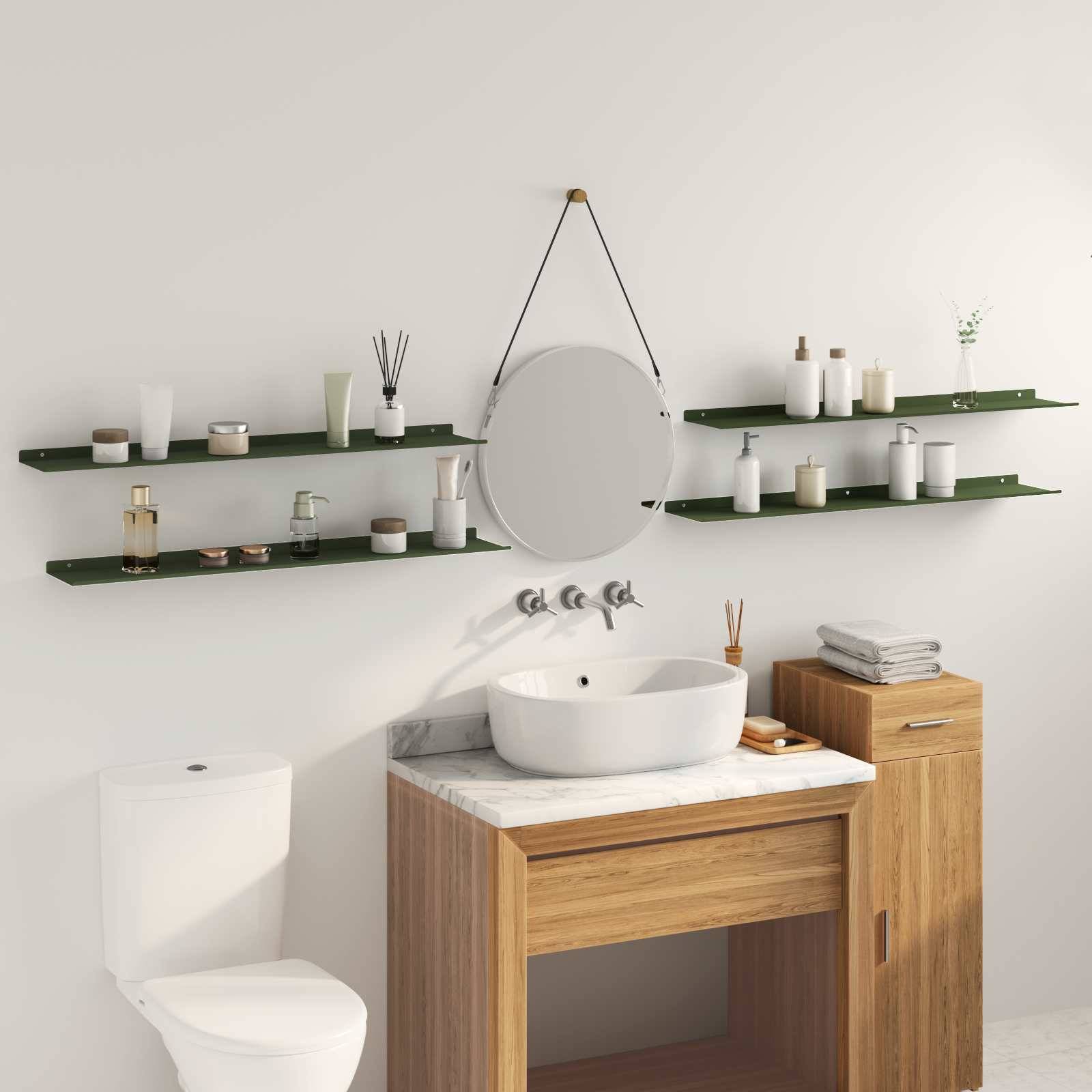 vidaXL Schwebendes Regal 4 pcs Olive Grün 100 x 18 x 2,5 cm Stahl