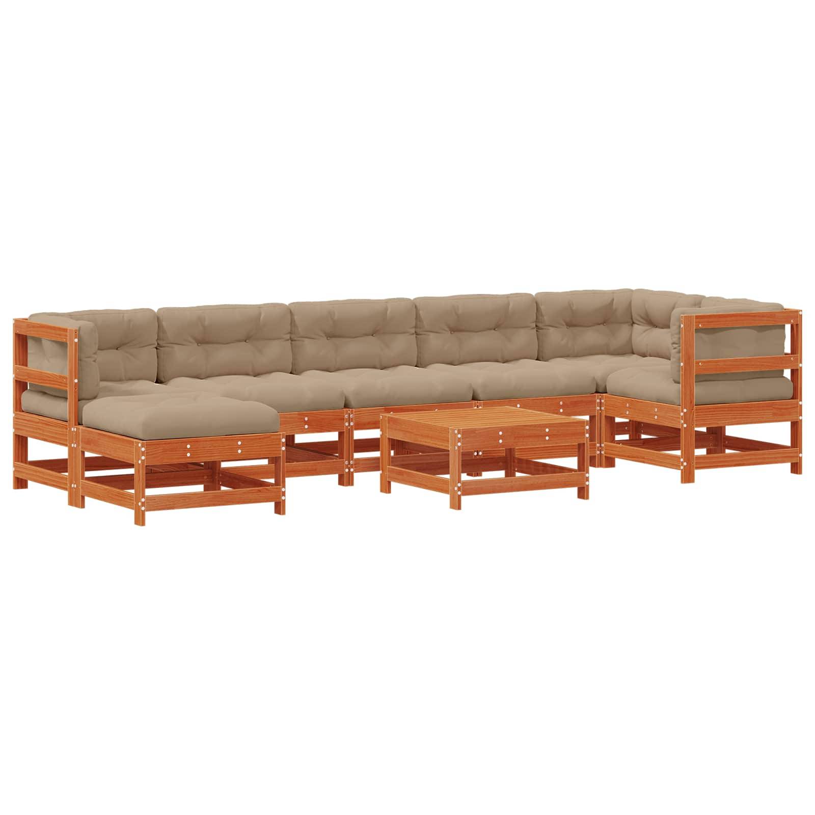 vidaXL Garten-Lounge-Set 8 pcs Wachsbraun Massives Kiefernholz