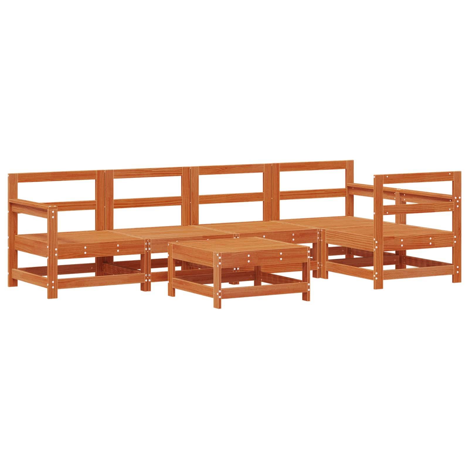 Holzmöbel-Patiomöbel-Set mit Ecksofa und passender Couchtisch.
