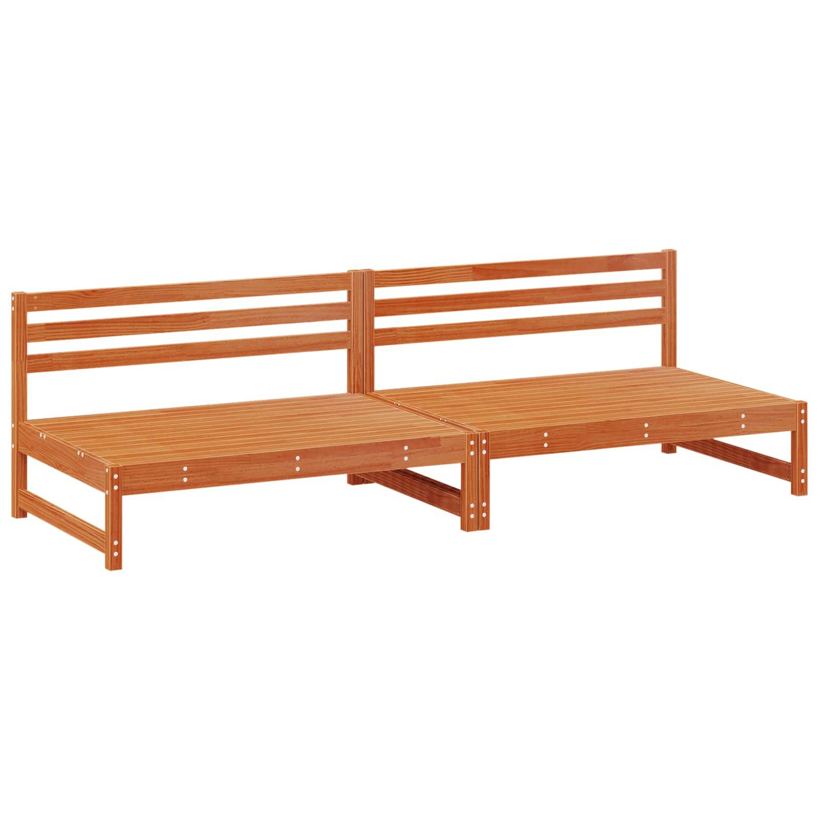 vidaXL Garten Mittelssofa Massives Kiefernholz Wachsbraun