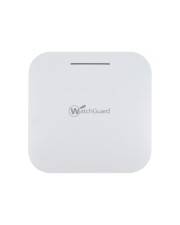 Ein weißer, quadratischer WatchGuard-Funknetz-Zugriffspunkt mit subtlem Logo auf der Vorderseite, entwickelt zur Bereitstellung einer sicheren Internetverbindung.