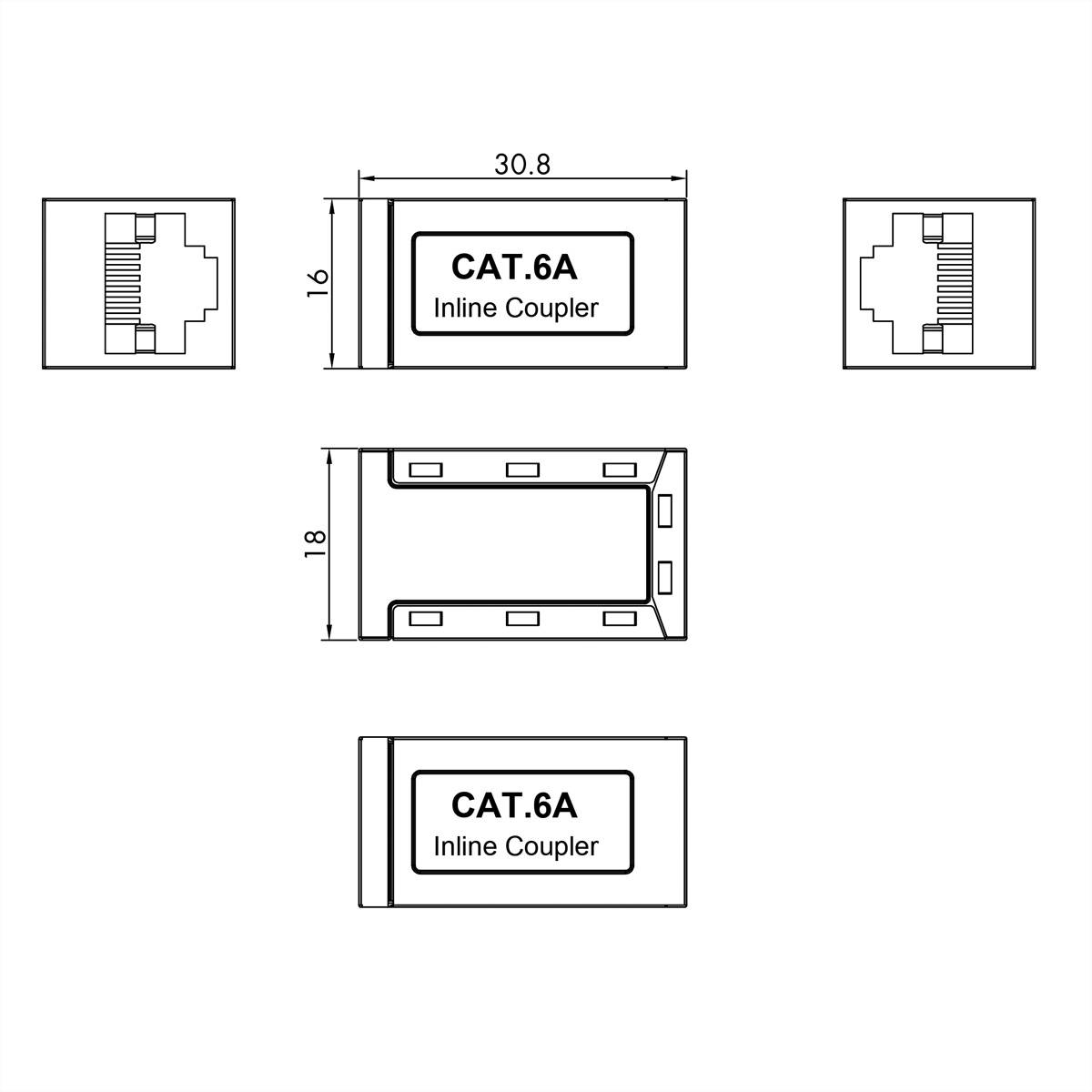 VALUE RJ-45 Kupplung geschirmt, Cat.6A (Class EA), silberfarben