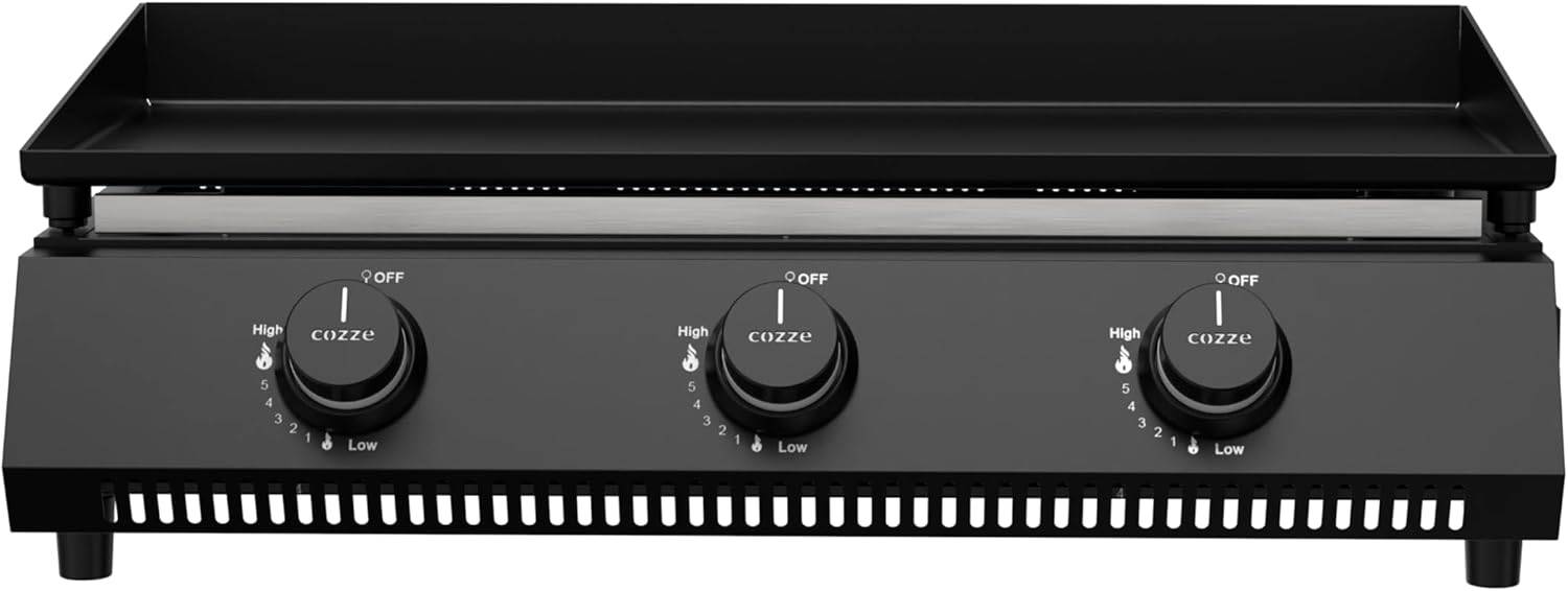 Bedienfeld einer Gaskochstelle mit einem Drehregler, der von „Aus