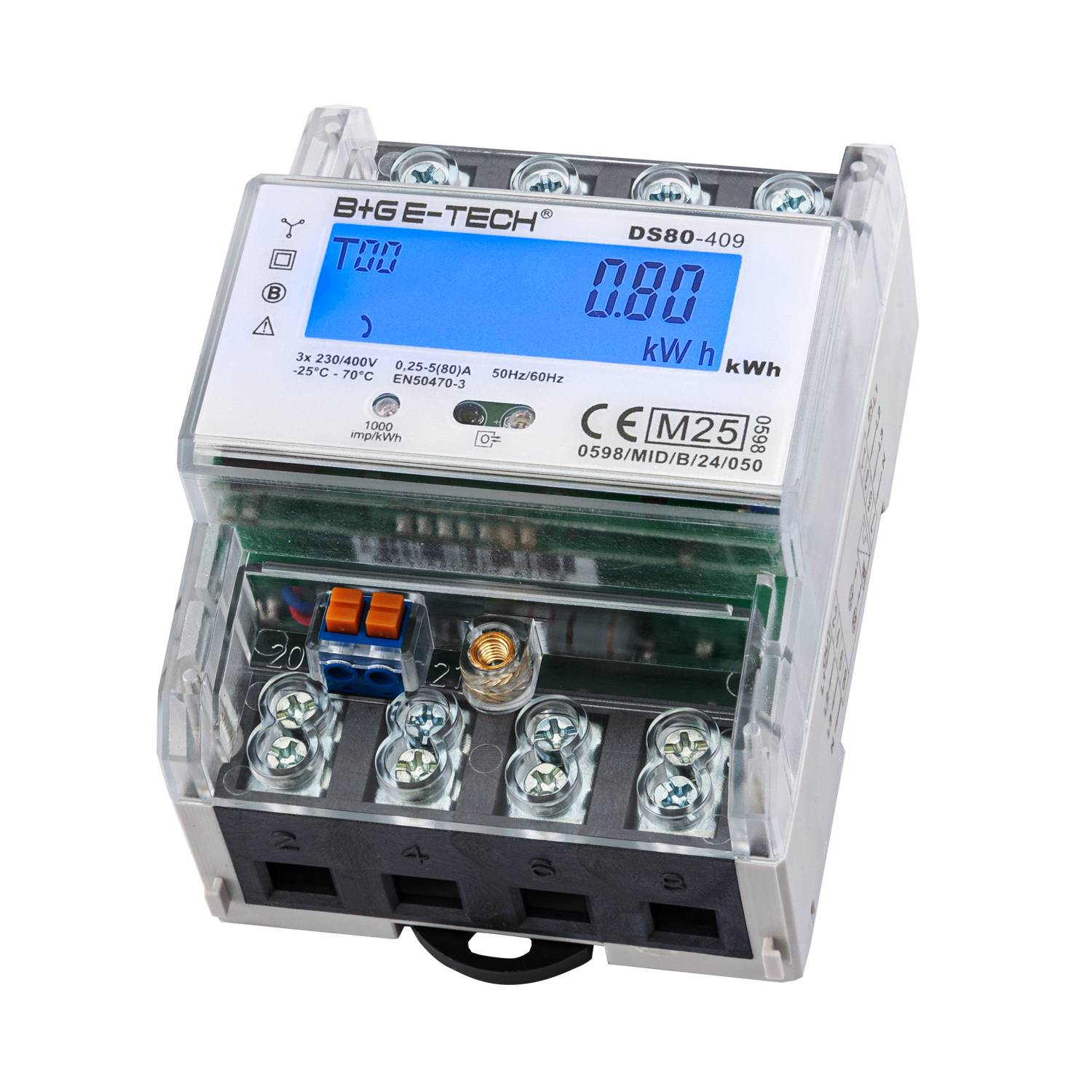 Digitales Elektroenergiemessgerät zeigt „0,00 kWh