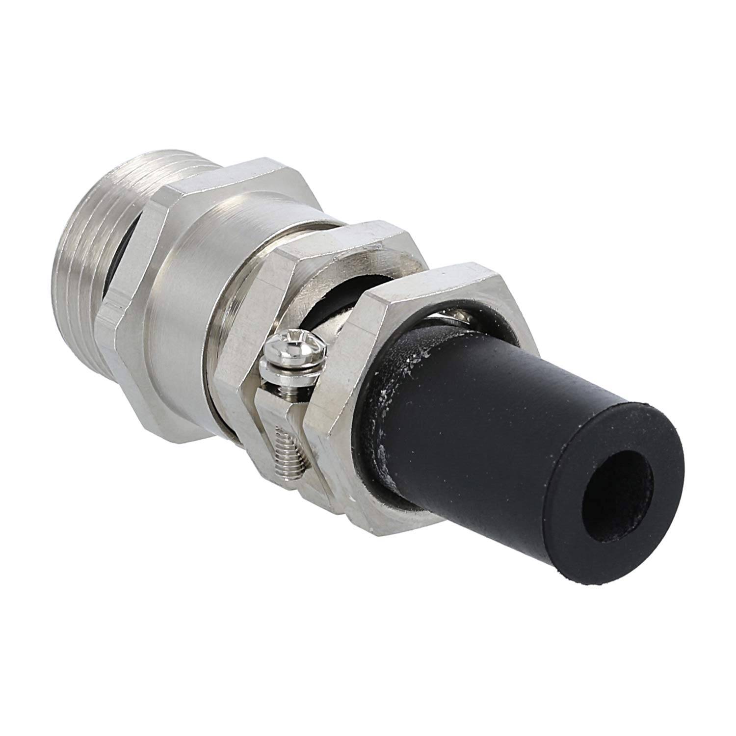 Verschraubung mit Biegeschutz M20x1,5 ZBKM-20/2L Sechskant-Zwischenstutzen Messing (CuZn) vernickelt Gewindelänge