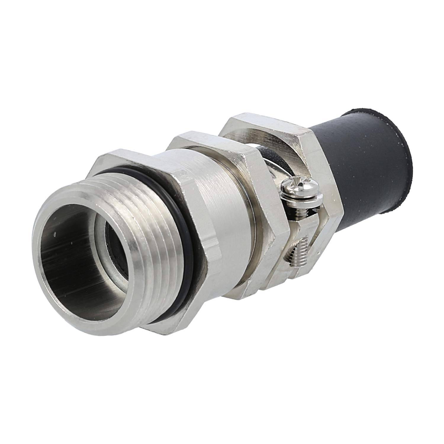 Verschraubung mit Biegeschutz M20x1,5 ZBKM-20/2L Sechskant-Zwischenstutzen Messing (CuZn) vernickelt Gewindelänge