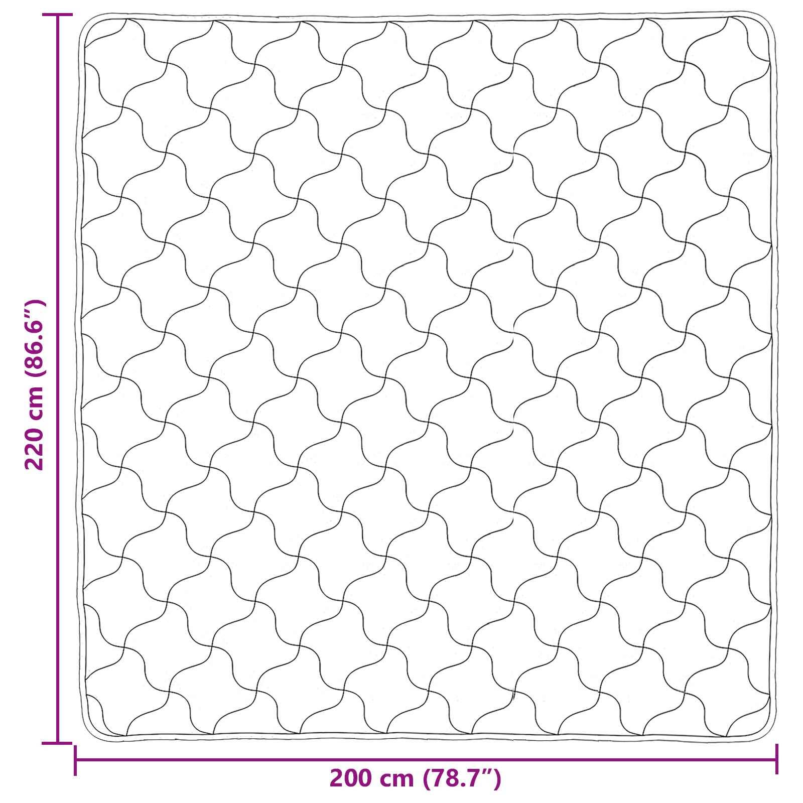 Quilt mit einem wellenförmigen Steppstoffmuster, mit den Abmessungen 220 cm mal 200 cm (86,6 Zoll mal 78,7 Zoll).