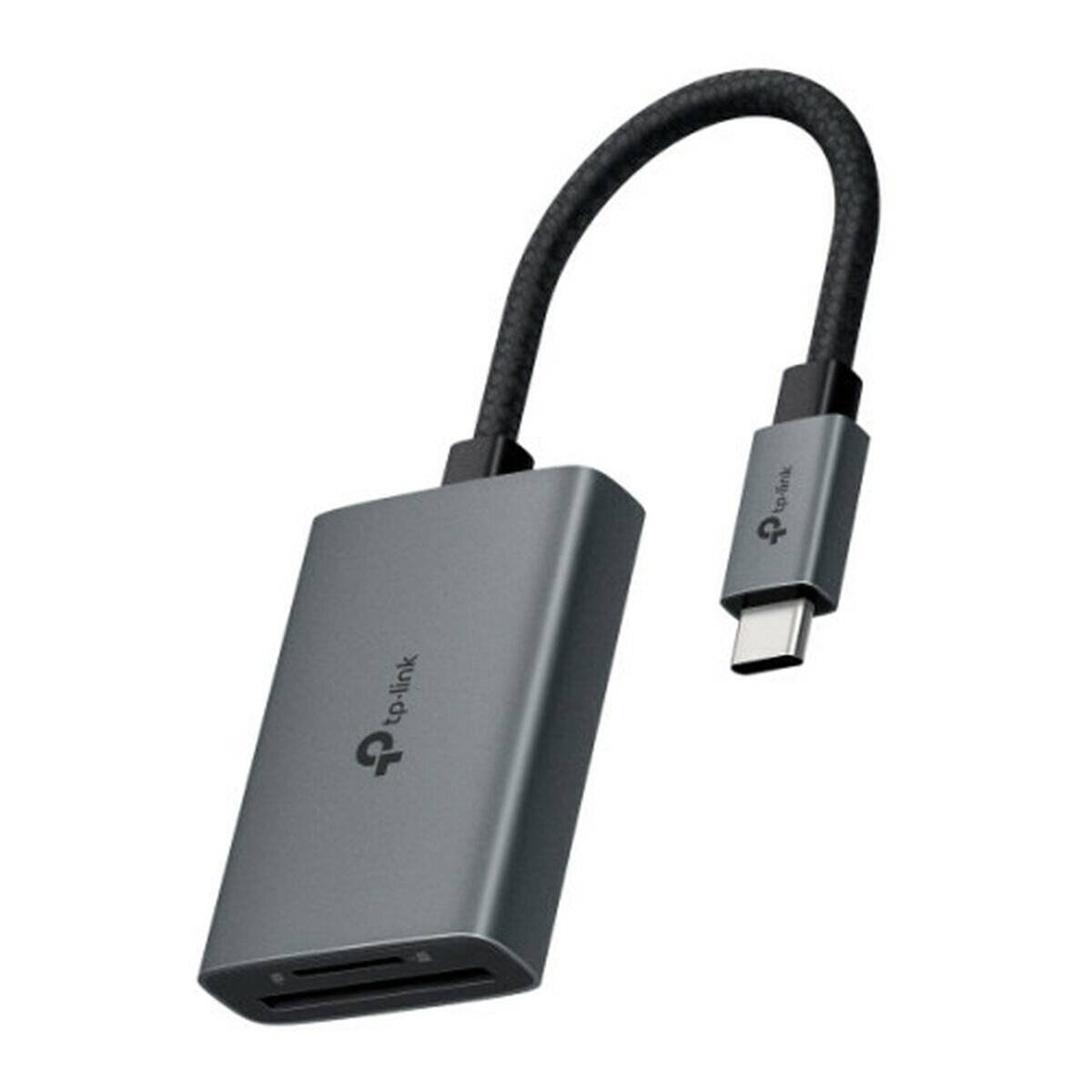 TP-Link USB-C auf SD-Kartenleser, metallisches Design mit kurzem Kabel, geeignet für die Datenübertragung von SD-Karten auf Geräte mit USB-C-Anschlüssen.