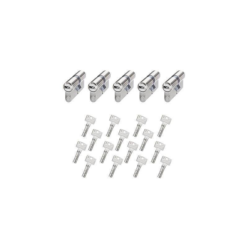 5er Abus Bravus 1000 Doppelzylinder 30/30 15 Schl., Sicherheitslevel:MITTEL | Bravus.1000 Doppelzylinder-Set | Maße (Au