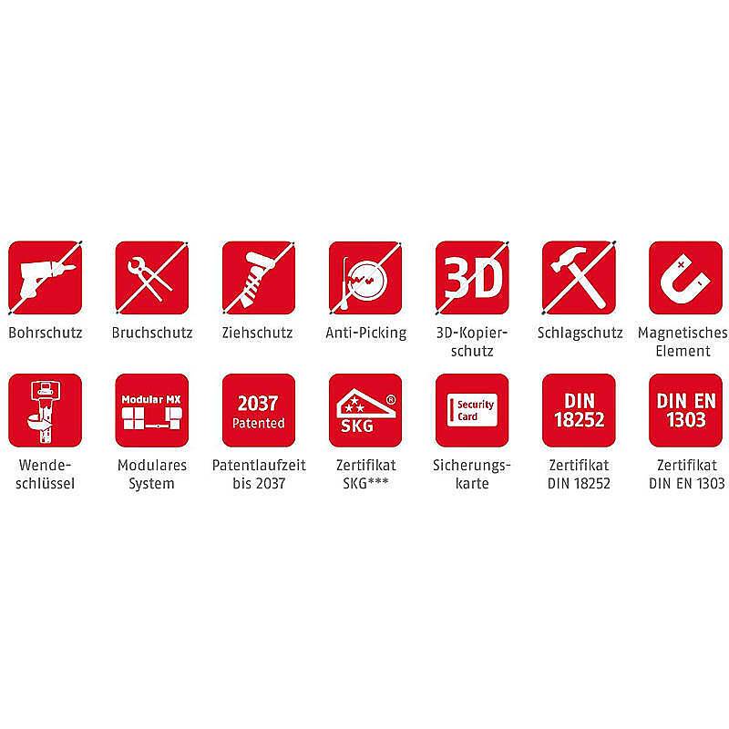 2er Abus Bravus.2500 MX Doppelzyl. 30/35 6 Schl., Sicherheitslevel:SEHR HOCH | Bravus.2500 MX Doppelzylinder-Set | Inte