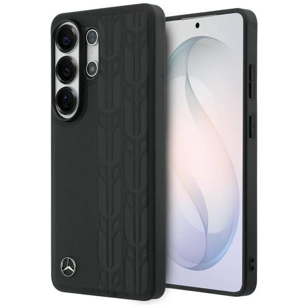 Schwarze Handyhülle mit drei Kameralinsenausschnitten und Mercedes-Logo.