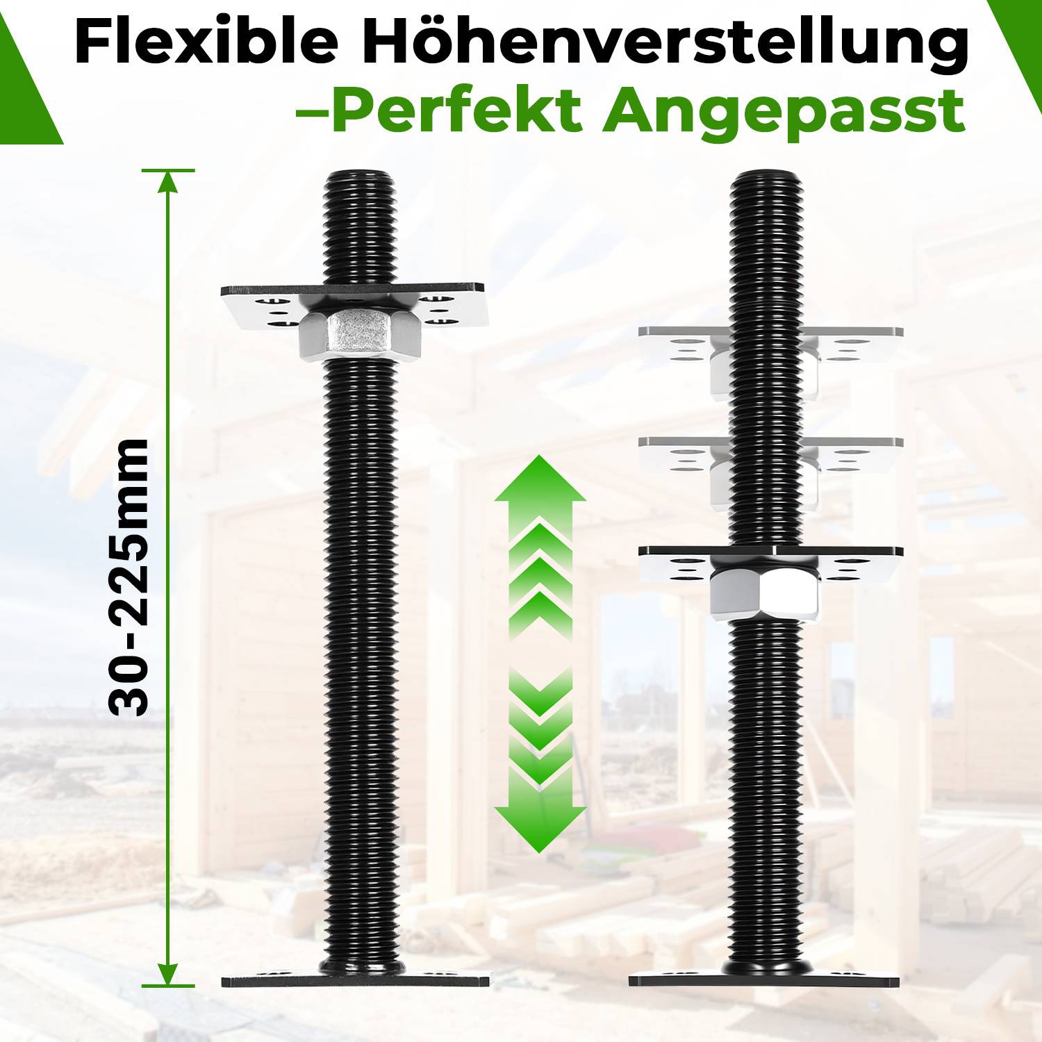 Pfostenträger höhenverstellbar 30–250 mm – Individuell anpassbare Höhe für Zaun, Pergola und Terrassenbau Schwarz 4PCS