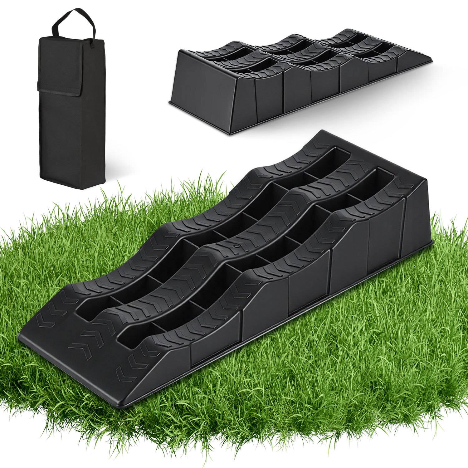 Auffahrkeile Wohnmobil 2 Stück 4 / 7 / 10 cm 3,5 t Auffahrkeile Set für Wohnwagen mit Tragetasche