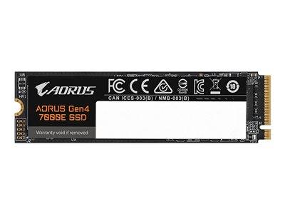 AORUS Gen4 7000c SSD' Etikett mit Garantiemitteilung.