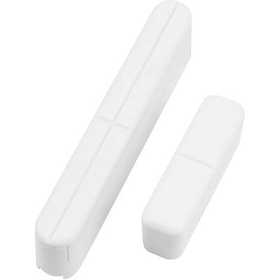 Zwei weiße rechteckige magnetische Kontaktsensoren, einer größer, einer kleiner, typischerweise zur Erkennung von Tür- oder Fensteröffnungen verwendet.