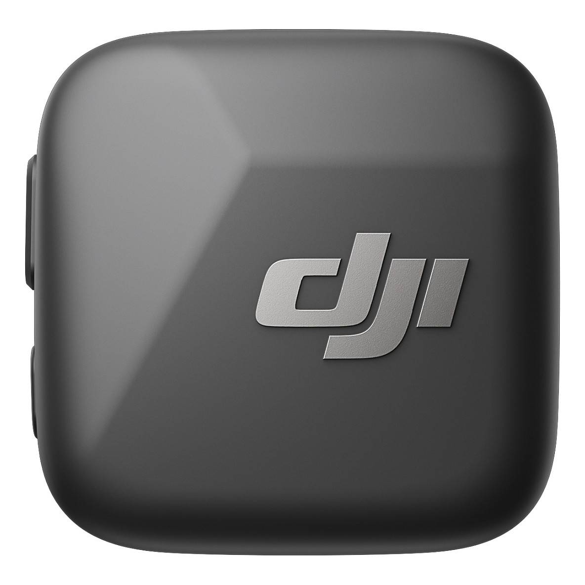 Ein quadratisches, schwarzes Ladegehäuse mit dem eingeprägten „dji