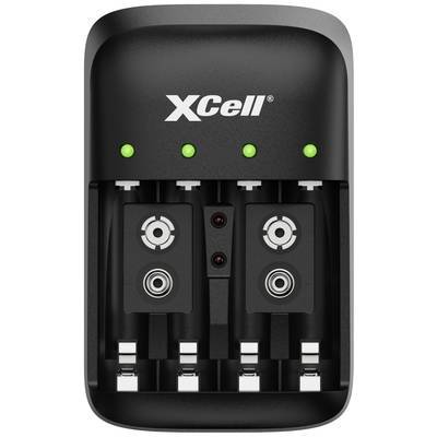 Ein schwarzes Batteriladegerät mit der Bezeichnung „XCell